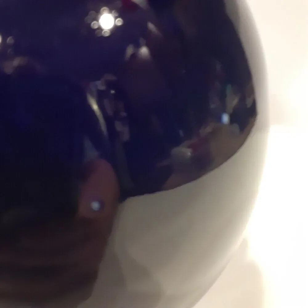 Asian Cobalt Blue Floral Vase Decorative 6.25